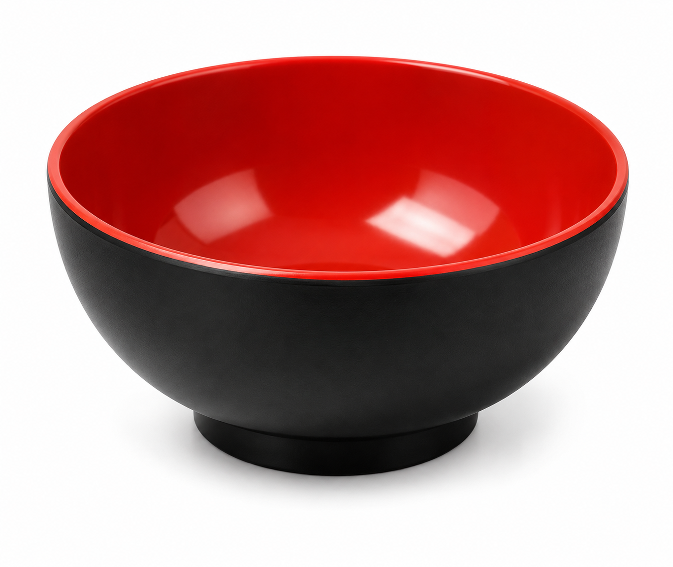 국그릇 Korean soup bowl, matte black outside with glossy red interior, 4.5 inch