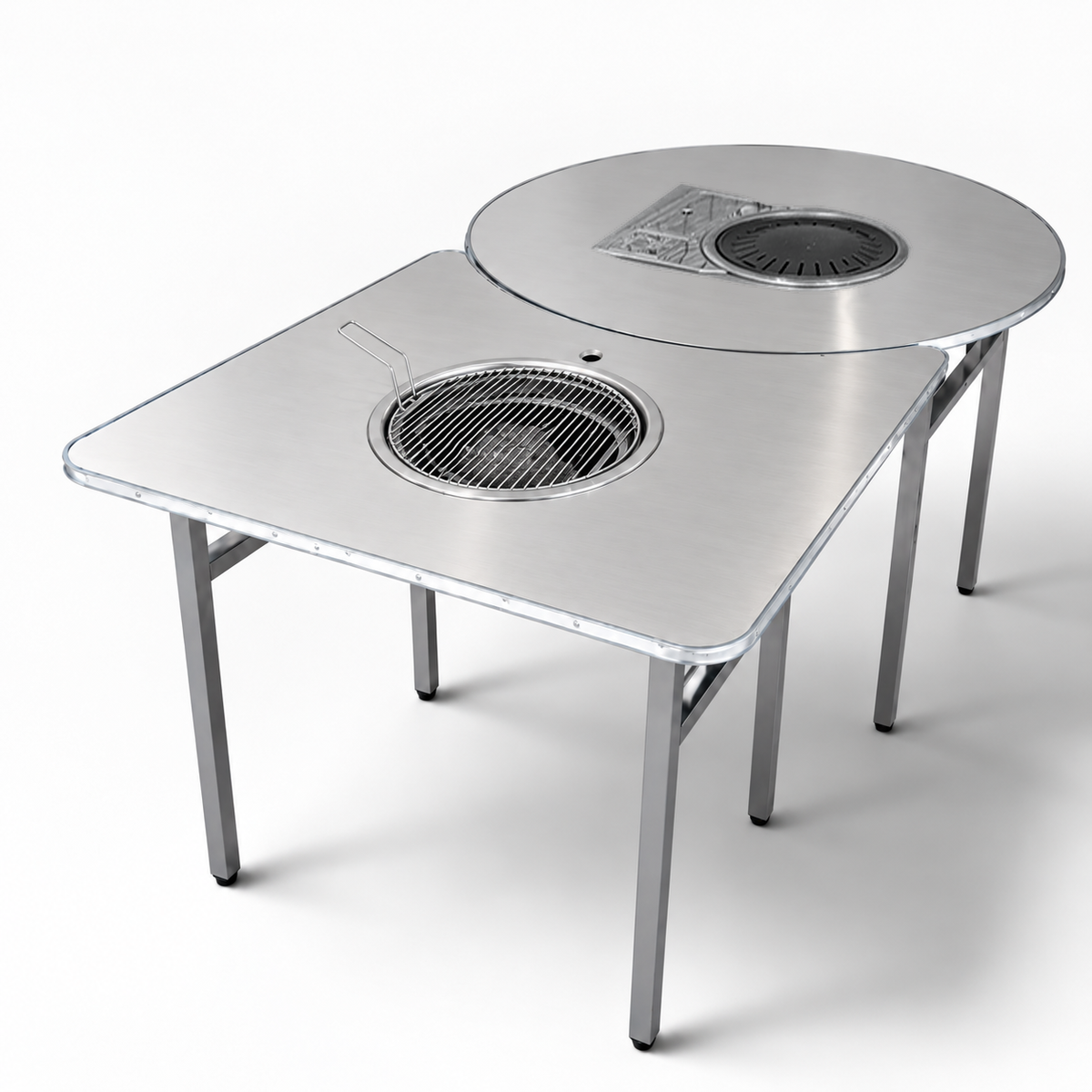 KBBQBros Extend Table, Center Hole version — same top with an open center cutout