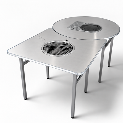 KBBQBros Extend Table, Center Hole version — same top with an open center cutout